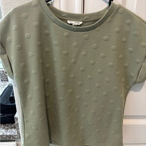 Olive Green polka dot Blue Pepper small short sleeve top